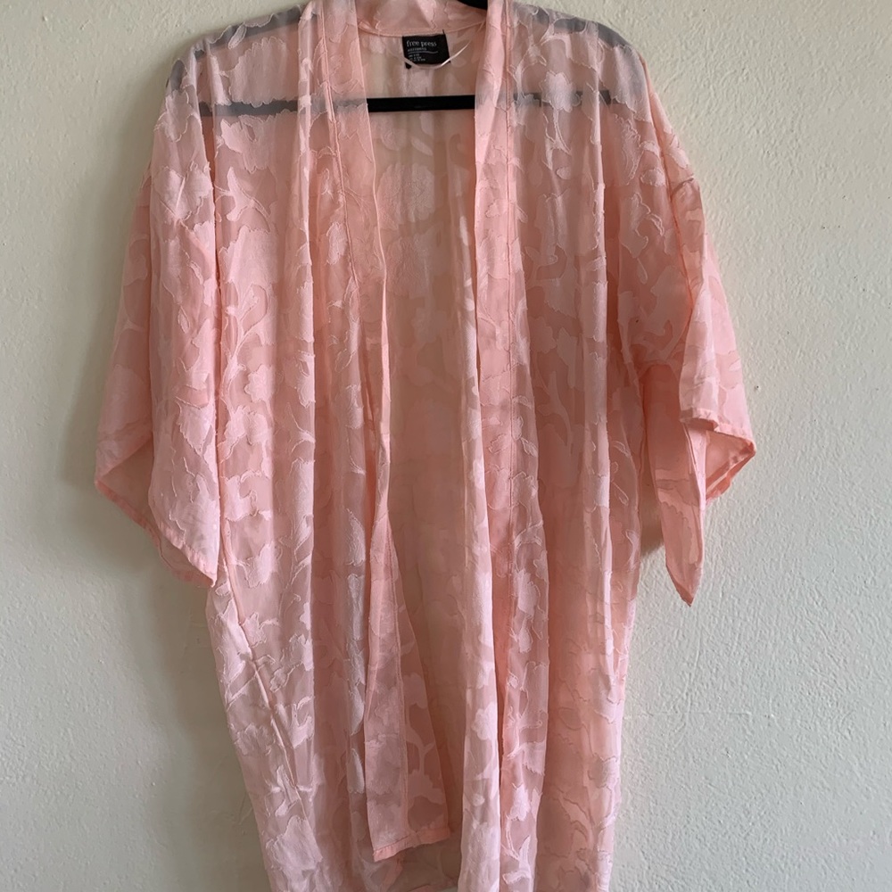 light pink floral kimono
